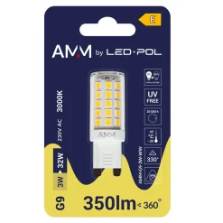 LED-POL Żarówka LED G9 3W barwa ciepła AMM-G9-3W-WW