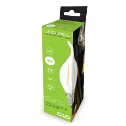 LED-POL Żarówka ozdobna LED E14 4W barwa neutralna ORO-E14-C35-FL-CLARO-FLAMI-4W