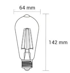 Żarówki Ozdobne|LED-POL Żarówka ozdobna retro LED E27 4W barwa ciepła ORO-E27-ST64-FL-AMBER-4W