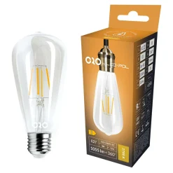 LED-POL Żarówka ozdobna retro LED E27 8W barwa ciepła ORO-E27-ST64-FL-CLARO-8W-WW