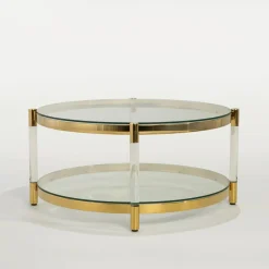 Stoliki Kawowe|inny Ława okrągła ze złotym dekorem ECCONOD