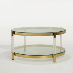 Stoliki Kawowe|inny Ława okrągła ze złotym dekorem ECCONOD