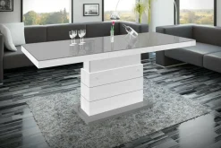 Stoliki Kawowe| Ława rozkładana MATERA LUX połysk szara / biała