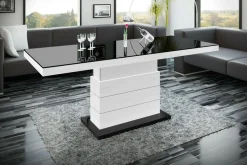 Ława rozkładana MATERA LUX połysk czarna / biała