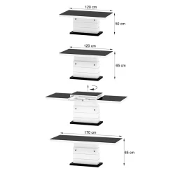 Ławostoły|Stoliki Kawowe| Ława rozkładana MATERA LUX dąb słoneczny / czarna
