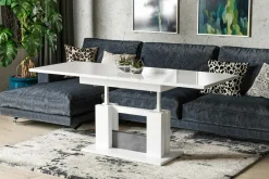 Ławostół rozkładany FABEL biały połysk/czarny mat