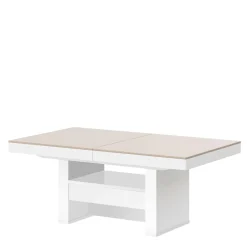 Ławostoły|Stoliki Kawowe| Ławostół z szufladą AVERSA LUX połysk cappucino / biały