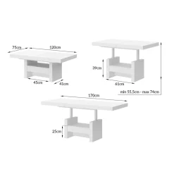 Ławostół z szufladą AVERSA LUX biały połysk / nadruk marmur połysk