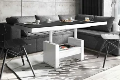 Ławostoły|Stoliki Kawowe| Ławostół z szufladą AVERSA LUX MAT czarny / biały