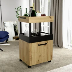 Barki|FORTE Barek na kółkach HOME BAR dąb artisan