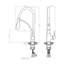 inny Bateria elastyczna 2 strumienie wody czarna LAVEO RATIO