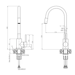 Baterie| Bateria kuchenna z elastyczną wylewką czarno-złota QUADRON
