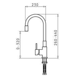 PYRAMIS POLSKA SPÓŁKA Z OGRANICZONĄ ODPOWIEDZIALNOŚCIĄ Bateria kuchenna z elastyczną wylewką szary beton HERA