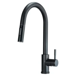 Baterie|Deante Bateria stojąca z wyciąganą wylewką czarna LIMA