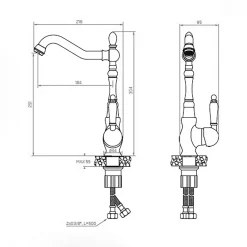 KUCHINOX Bateria zlewozmywakowa LAVEO SPES BAE_565D retro mosiądz antyczny