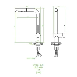 Baterie|inny Bateria zlewozmywakowa z wyciąganą wylewką LAVEO LUX czarna