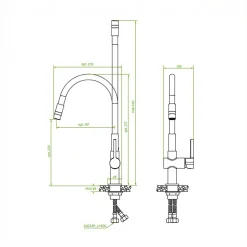 inny Bateria zlewozmywakowa z elastyczną wylewką 2 strumienie LAVEO LEX nikiel szczotkowany