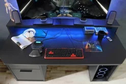 Dzieci FORTE Biurko gamingowe TEZAUR czarne