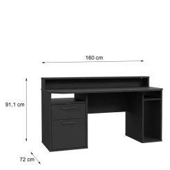 FORTE Biurko gamingowe TEZAUR czarne