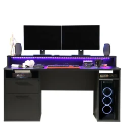 FORTE Biurko gamingowe TEZAUR czarne