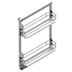 Cargo podblatowe boczne do szafki 15 cm, front wysuwny, srebrno-białe