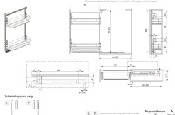 Cargo podblatowe boczne do szafki 15 cm, front wysuwny, srebrno-białe