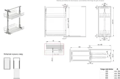 Cargo podblatowe do szafki 30 cm, front wysuwny, srebrno-białe