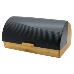 Chlebak bambusowy z czarną pokrywą