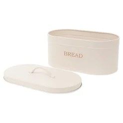 Chlebak metalowy z pokrywą biały 34x15 cm