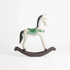 inny Dekoracja biało-zielona KOŃ NA BIEGUNACH