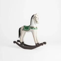 inny Dekoracja biało-zielona KOŃ NA BIEGUNACH
