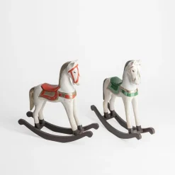 inny Dekoracja biało-zielona KOŃ NA BIEGUNACH