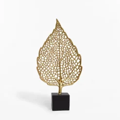 Figurki Dekoracyjne|inny Dekoracja stojąca czarno-złota LIŚĆ