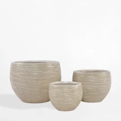 inny Donica ogrodowa okrągła beżowa 38 cm