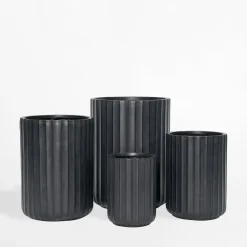 inny Donica ryflowana czarna 42x42x57 cm