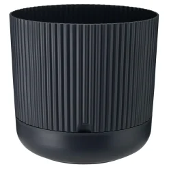 Donice, Osłonki I Kwietniki| Doniczka plastikowa z podstawką antracyt NOSTALGIA 18 cm