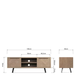 Drewniana szafka RTV z frontem w jodełkę KASTENOS