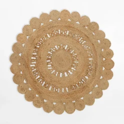 inny Dywan jutowy BRUGA, beżowo-brązowy, okrągły, 100 cm