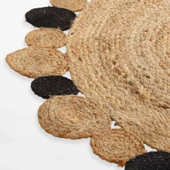 inny Dywan jutowy BRUGA, czarno-beżowy, okrągły, 100 cm