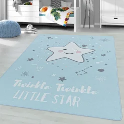 Dzieci Dywan niebieski z gwiazdką PLAY 160x230 cm