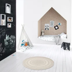 Dywan okrągły boho beżowy GINO 120 cm