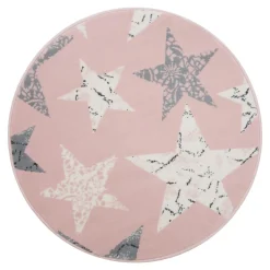 Dywany Dziecięce|Dywany| Dywan okrągły różowy GWIAZDY 100 cm
