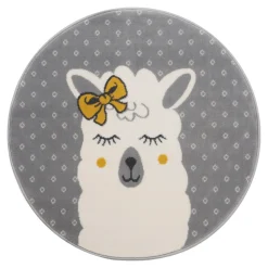 Dzieci Dywan okrągły szary LAMA 100 cm