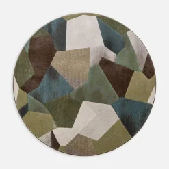 Dywany Z Krótkim Włosiem|inny Dywan okrągły w geometryczny wzór zielony SORRENTO 160 cm