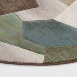 Dywany Z Krótkim Włosiem|inny Dywan okrągły w geometryczny wzór zielony SORRENTO 160 cm