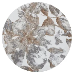 Dywan okrągły w kwiaty beżowy SALSA 100 cm