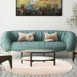 Dywan okrągły z frędzlami beżowy PULLY 120 cm