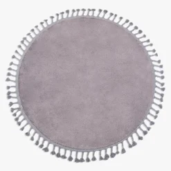 Dywan okrągły z frędzlami szary PULLY 160 cm