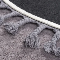 Dywan okrągły z frędzlami szary PULLY 160 cm