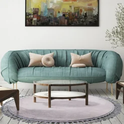 Dywaniki| Dywan okrągły z frędzlami szary PULLY 120 cm